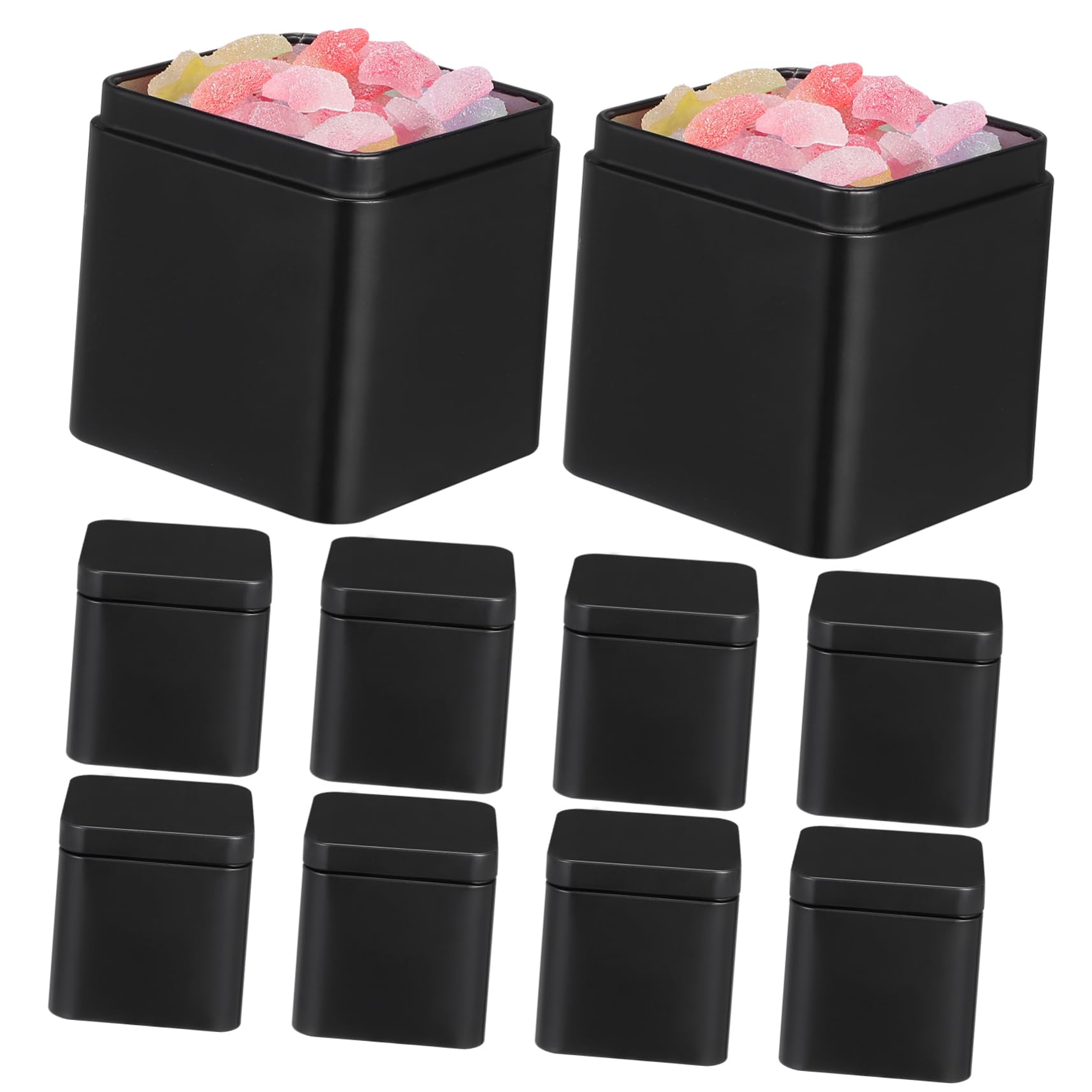 balacoo 10 Stück Tragbare Quadratische Teedosen aus Eisen Schwarze Aufbewahrungsbox für Losen Tee nicht Verformbar mit Schönem Design für Tee und Mondkuchen
