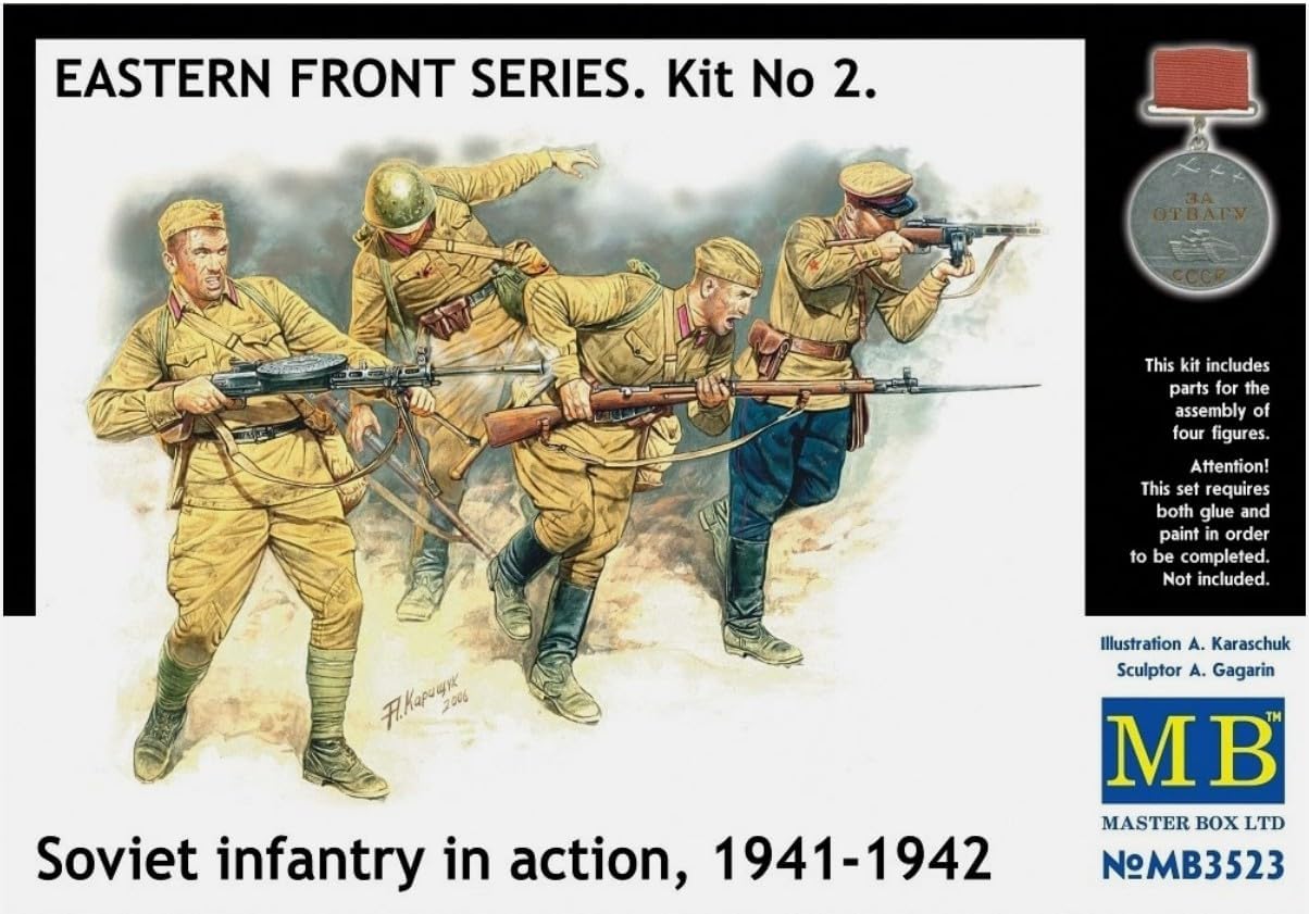 Master Box Soviet Infantry in Action Eastern Front 1941-42 (4) Figure Model Building Kits (1:35 Scale)