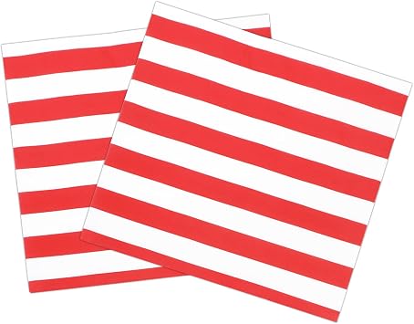 Disposable Paper Party Napkins Red Striped 60 Count