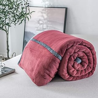 可逆 フランネル ブランケッ スーパーソフト 掛け毛布 高 級 フランネルスローブランケット 軽量 マイクロファイバー 居心地 トブランケット ソファカウチベッド用-バームレッド. 200x230cm(79x91inch)