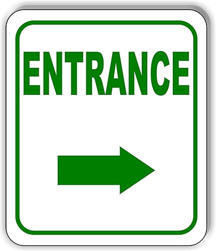 ENTRANCE DIRECCIONAL FLECHA DERECHA VERDE Letrero compuesto de aluminio para exteriores 15" x18"