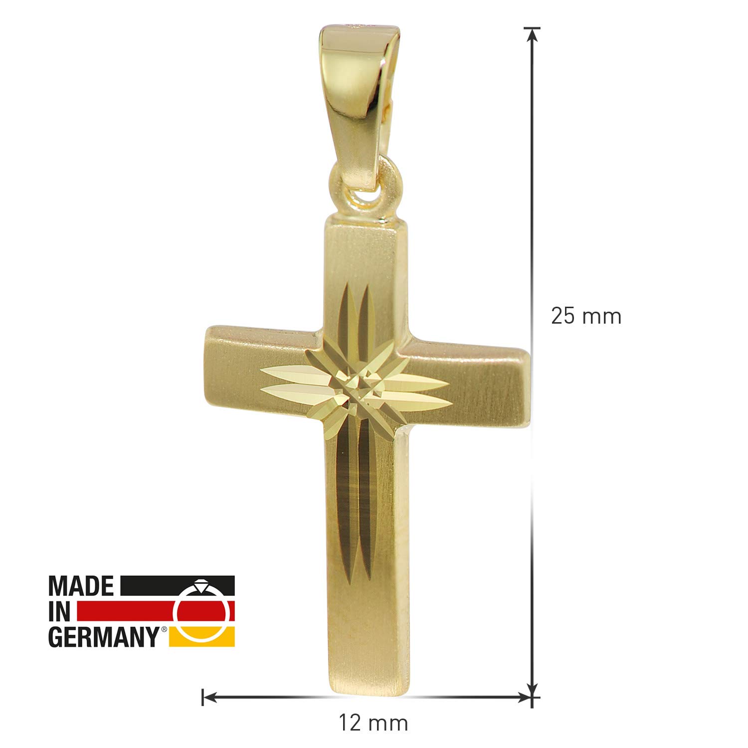 trendor Kreuz-Anhänger 333 Gold 19 mm 35743 | Damen Kettenanhänger aus Gold, modischer Kreuzanhänger, zeitlose Geschenkidee, zauberhafter Schmuck aus Echtgold