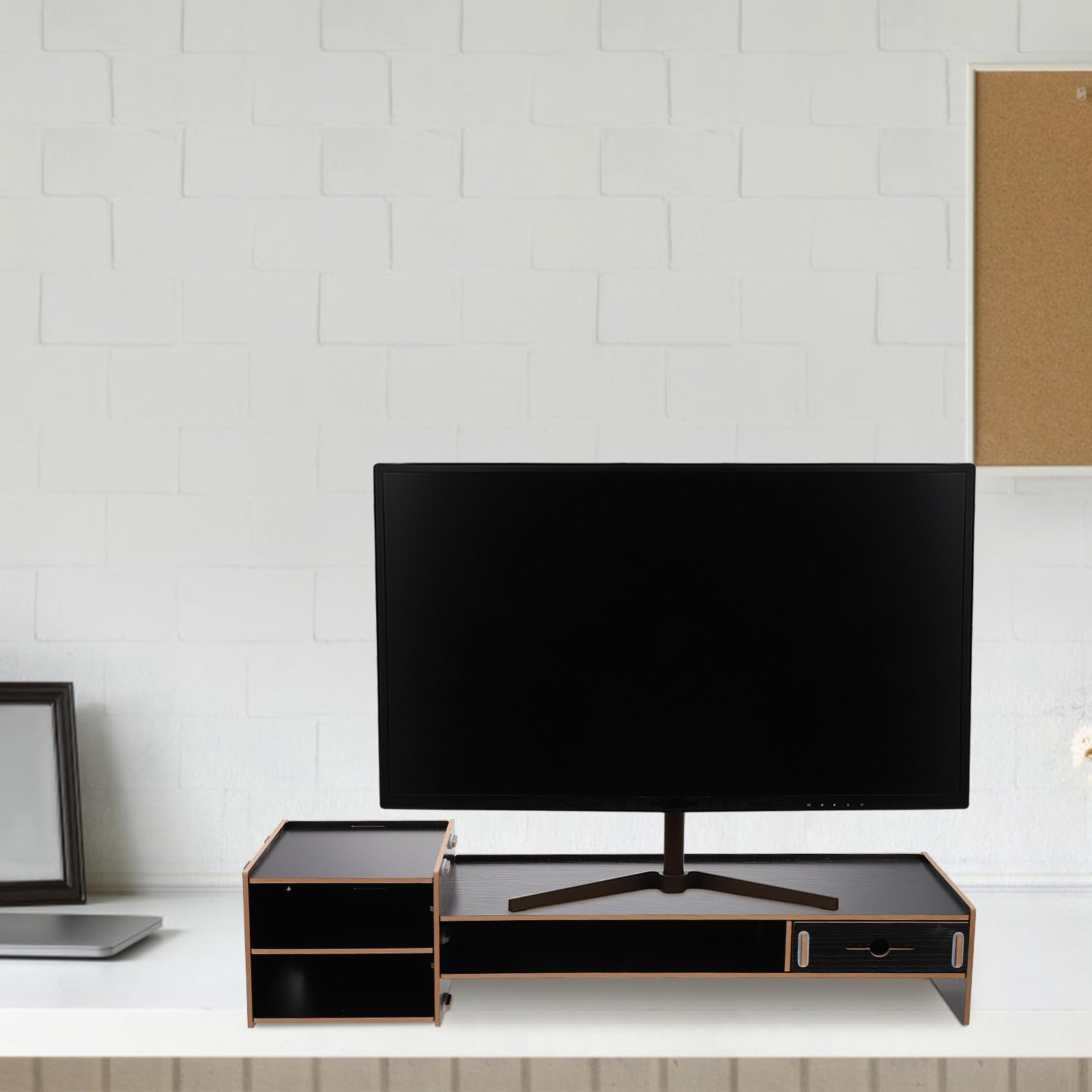 PRETYZOOM Monitorständer mit Schublade Platzsparend und Stabil für Büroschreibtisch Praktische Monitorerhöhung zur Besseren Ergonomie Am Arbeitsplatz
