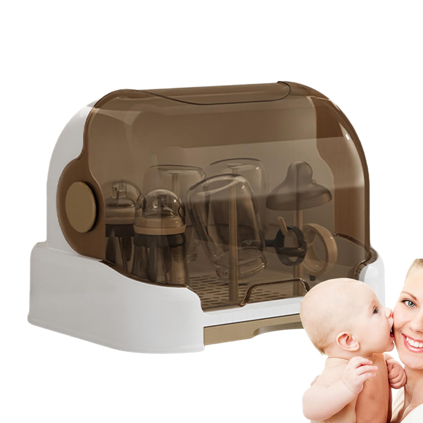Séchoir à linge pour biberons pour bébé, étanche à la poussière avec | couvercle, bonne protection d'étanchéité, support de plan de travail durable pour bouteilles, tétines,