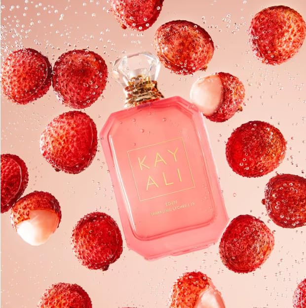 Kayali Eden Sparkling Lychee 39 Eau de Parfum, tamaño de viaje, 10 ml, botella rosa