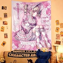 HOKMAH Cute Aesthetic Wall Tapestry Decor, Kawaii Anime Bedroom Wall Hanging Y2k Japanese Room Decor Fabric for Dorm Apartment 40'' x 60'',Type-C