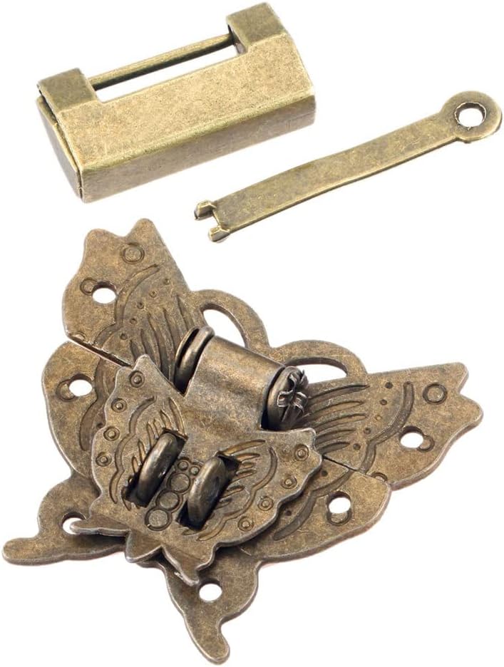 Vintage Chinese Furniture Pull Lock Latch Cabinet Hardware Brass Knockers