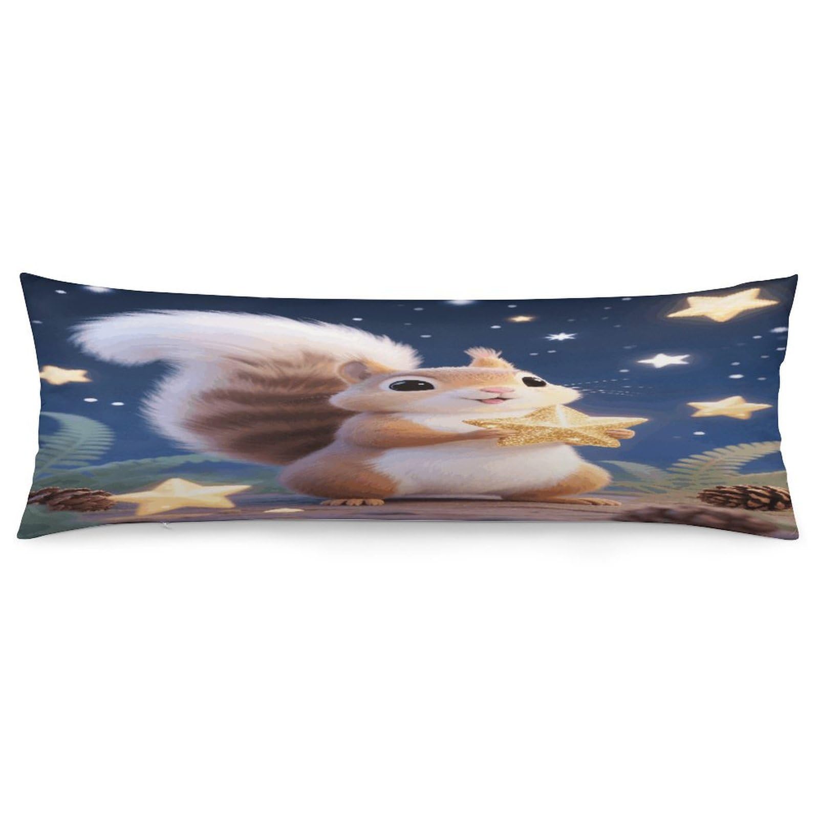 VstaDank Cute Squirrel Star Pillow Cover Decorative Lumbar Pillow Cover 19x53 Inch Long Body Pillows Case Soft Luxury Decorative Throw Pillowcase for Couch Sofa Bedroom Car Decor Pillowcover