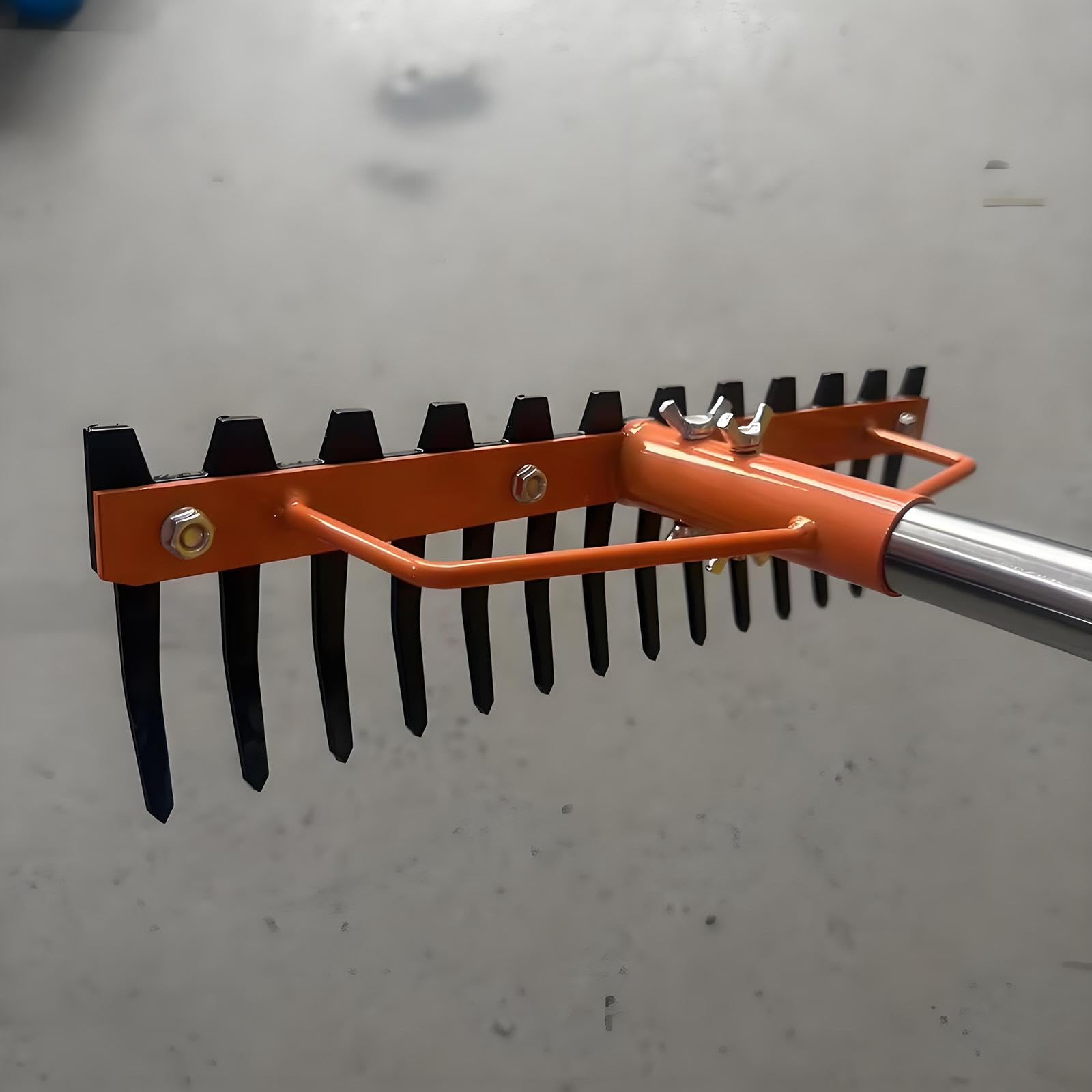 Rastrillo de Jardín para Y Recolección de Hojas Metálica para Mantenimiento del Suelo Accesorio Multifuncional Adecuado para Exterior, Mango Largo