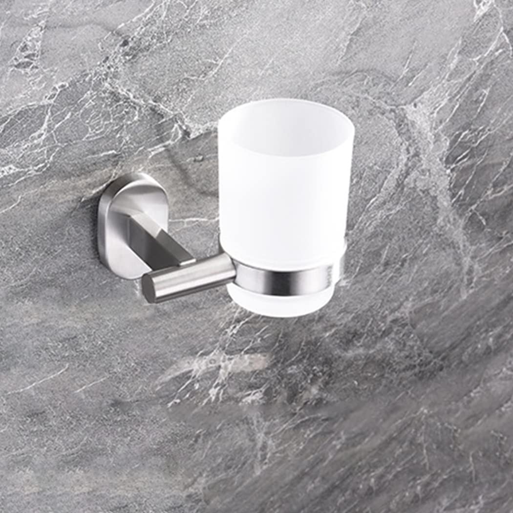 WRIST Zahnbürstenhalter, Edelstahl-Zahnbürstenhalter Mit Milchglasbecher, Wandmontage, Gebürsteter Zahnbürstenbecherhalter Für Die Aufbewahrung Im Badezimmer,B