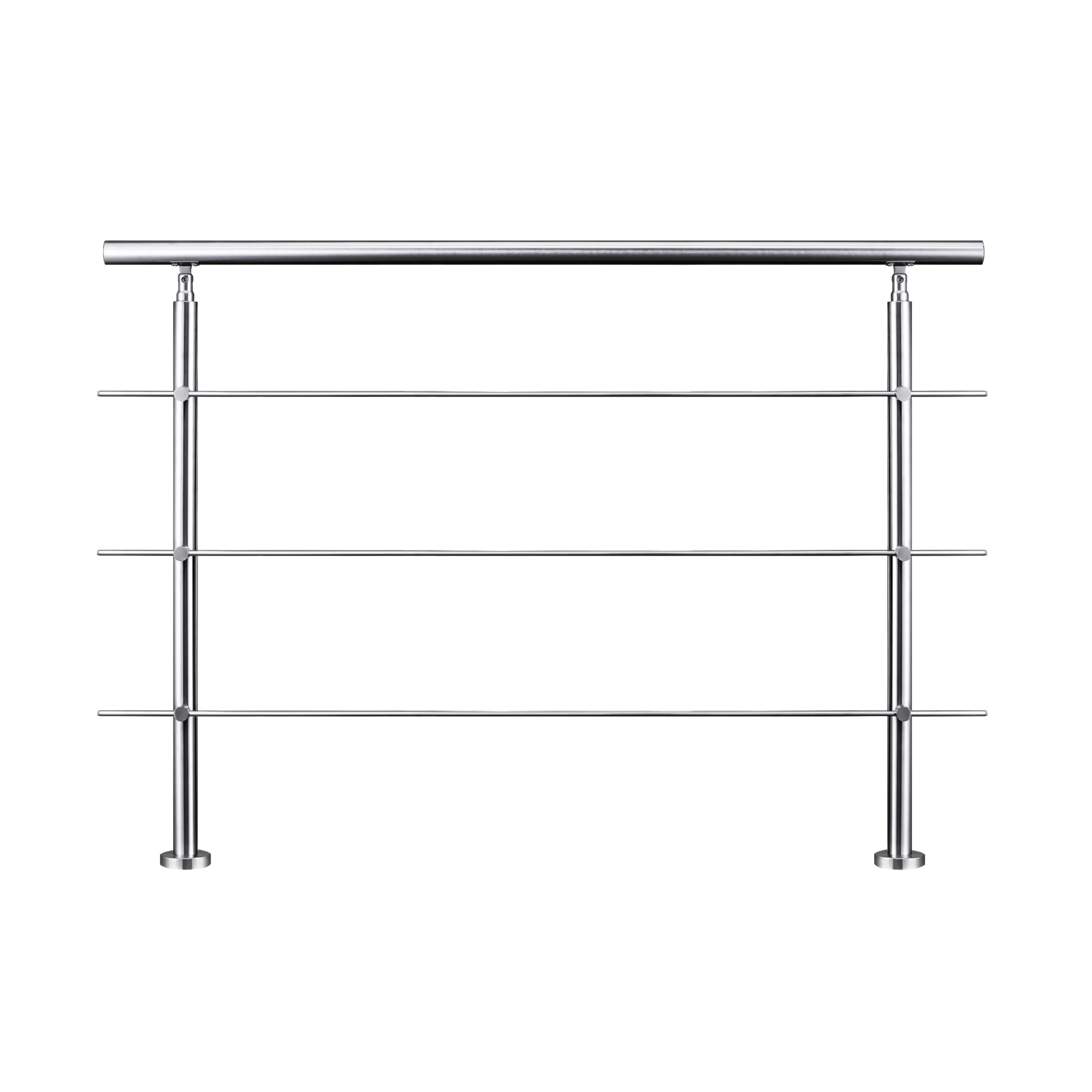 AICA Barandilla de escalera de acero inoxidable - pasamanos de escalera para interior y exterior escaleras, parapeto, balcón (150 cm 3 barras transversales ）