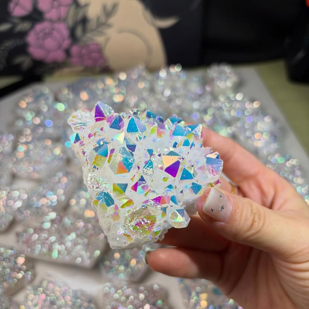Natürlicher Angel-Aura-AB-Quarzcluster, Regenbogen-Geode