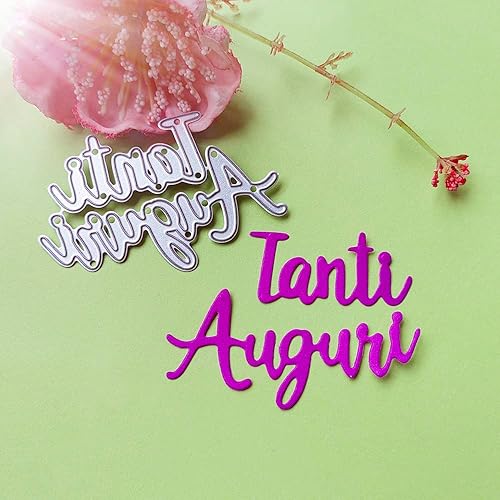 Miniatura 1 de Troqueles de metal, 2.9 x 1.9 in, feliz cumpleaños en hermosos troqueles de corte italiano para letras inglesas, relieves, manualidades, álbumes de