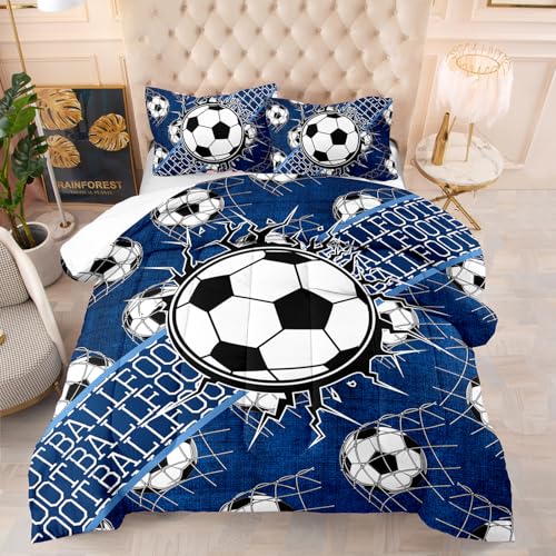 Edredon Cama 90 Fútbol Estampado Bedding Edredón Nórdico 140X200 Cm, Edredón De Fibra 200Gr/M²,Transpirable Colcha De Microfibra para Todas Las Estaciones