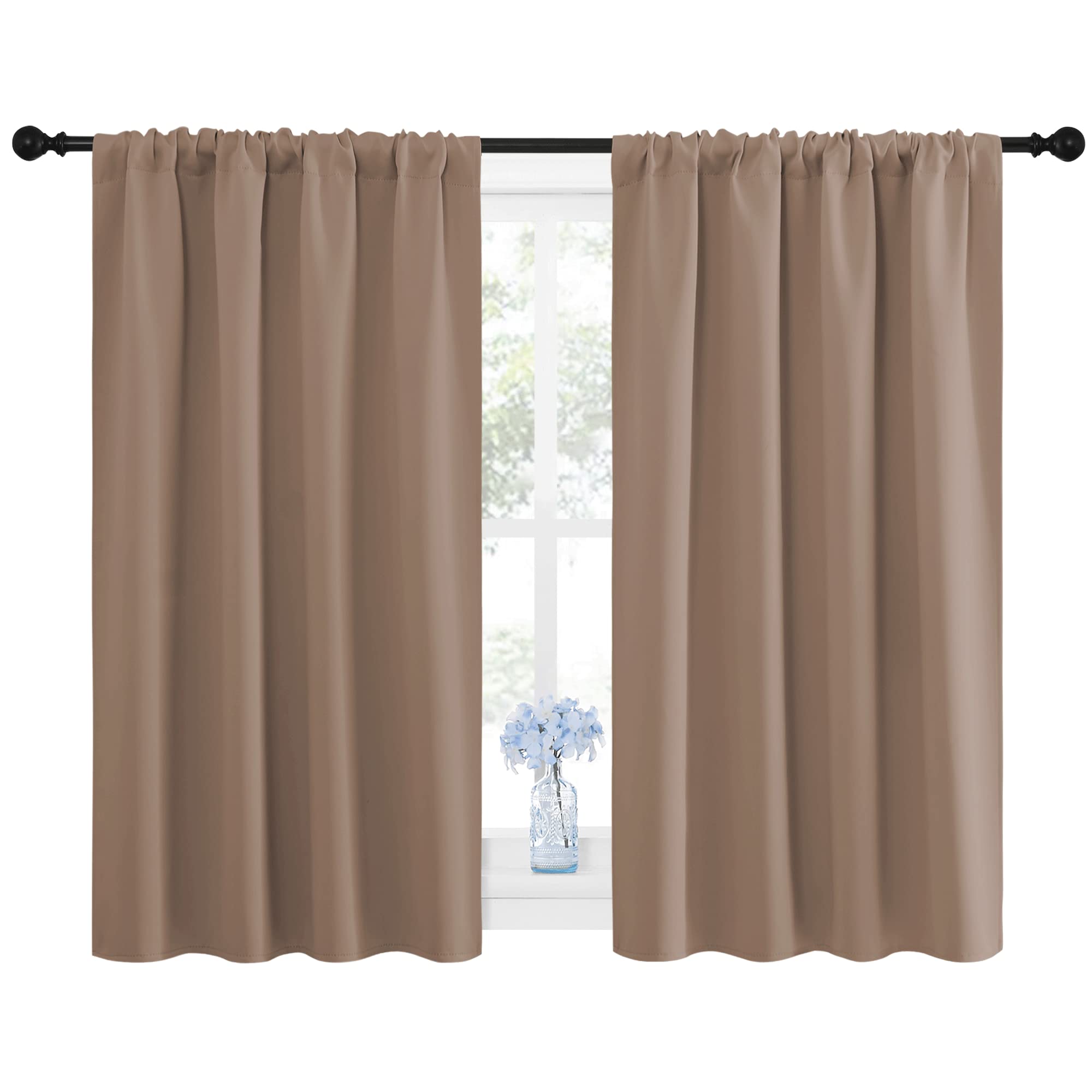 NICETOWN Blackout Curtains For Kitchen - Burnt Orange, 29x30 Inch, 2 Panels, Room Darkening Energy Saving Drapes - View #3