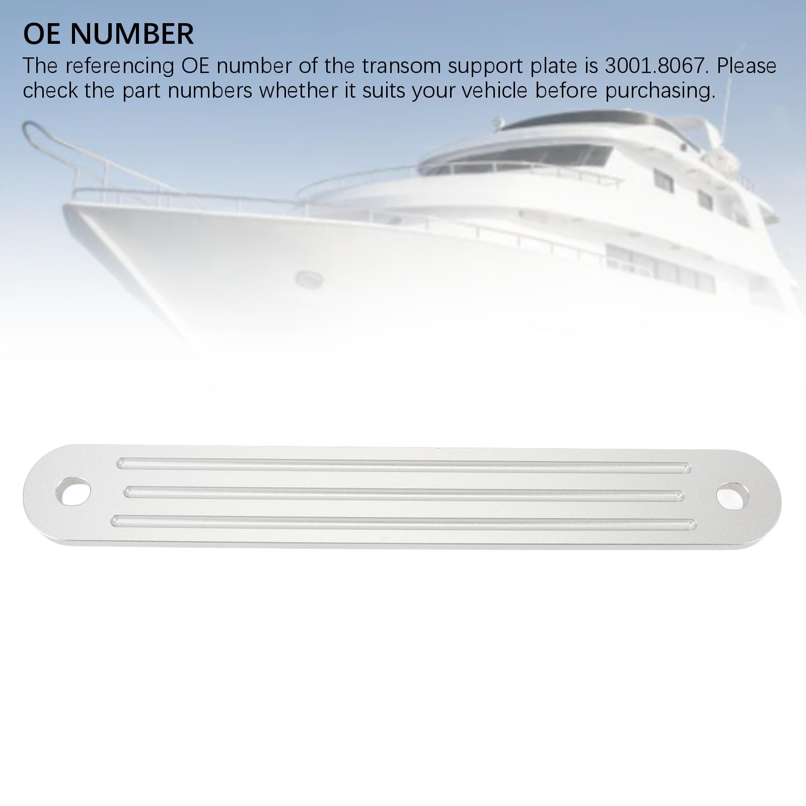 TSP-1 Marine Transom Support Plate 15" X 2" For Top Bolt Holes 3001