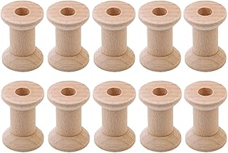 10 Pcs DIY Wooden Spools for Crafts, Wood Empty Spools Wood Spool for Art Crafts Wood Ornaments, Wood Color