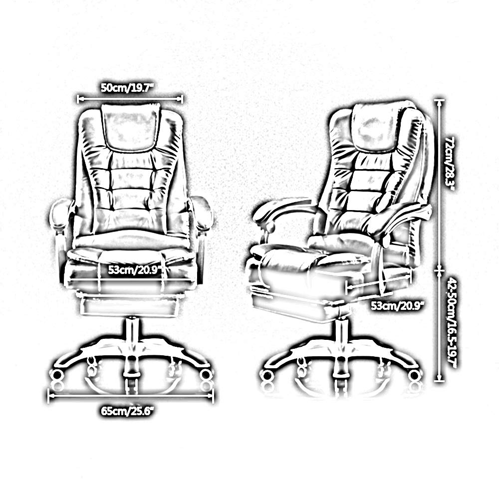 Sedia da Ufficio, Sedia da Corsa per Pc, Reclinabile, con Massaggio alla Vita, Sedia da Boss, Sedia Girevole con Poggiapiedi, Sedia Ergonomica per La Pausa Pranzo, Seduta,Milk White