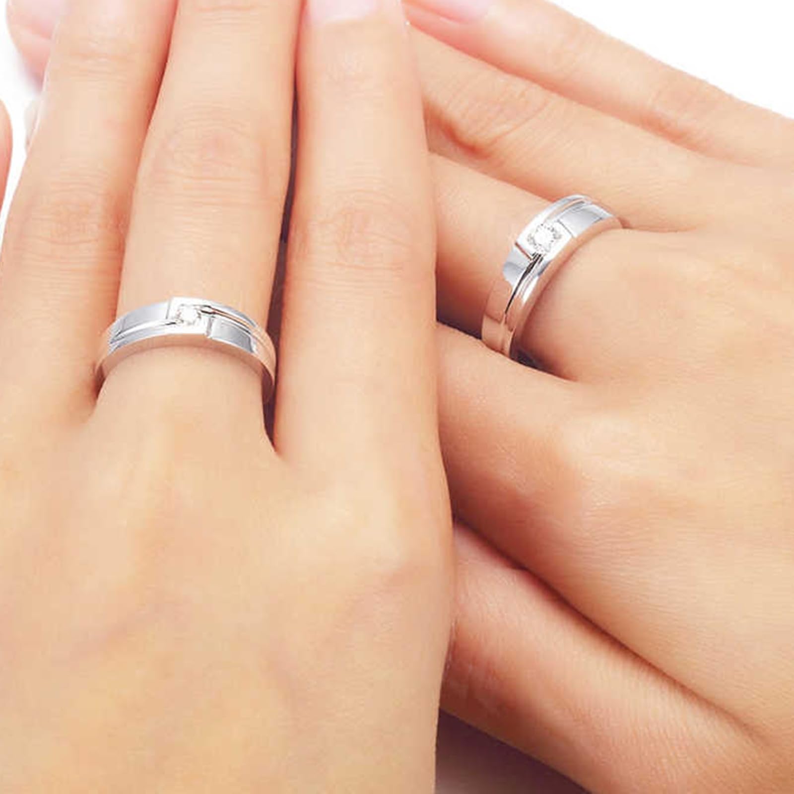 Anillo de boda de platino 950, alianzas de oro real con diamante de 0,15 quilates, pulido, 4,8 mm, anillos de boda para hombres, talla 52 (16,6)