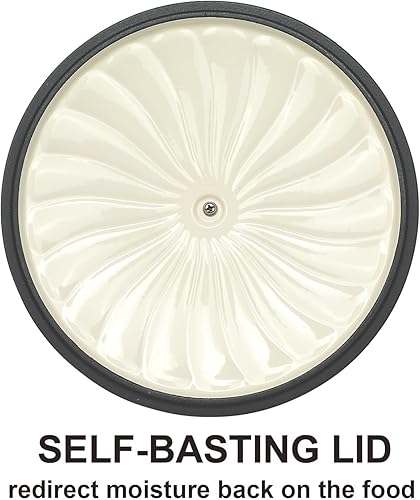 Miniatura 3 de Horno holandés ovalado de hierro fundido esmaltado, olla holandesa ovalada esmaltada de 7 cuartos de galón con tapa y asas dobles para estofar, para