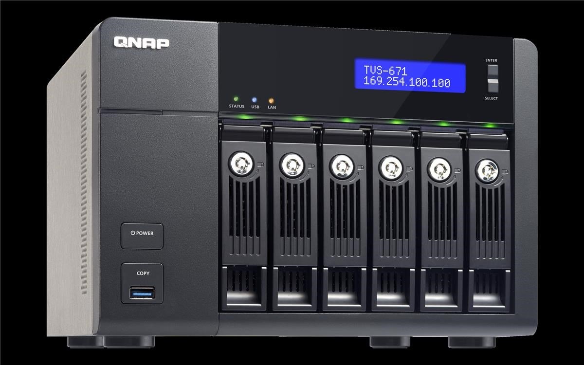 QNAP TVS-671-I3-4G - Serveur NAS de Stockage Unifié 6 Baies, Intel Core i3 3.5 GHz Dual Core, 4Go RAM Extensible, 4 Gbe LAN, HDMI, 10G-ready, 4K-ready, Châssis Vide