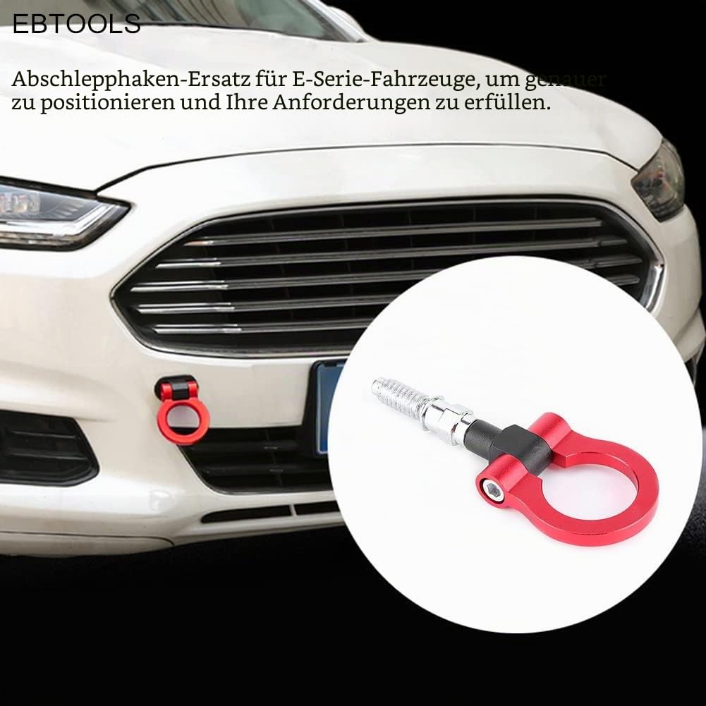 Abschleppöse-Universal Auto Selbstanhänger Front Zughaken-Trailer Ring Front Schleppseil Haken Schleuderring(Red)