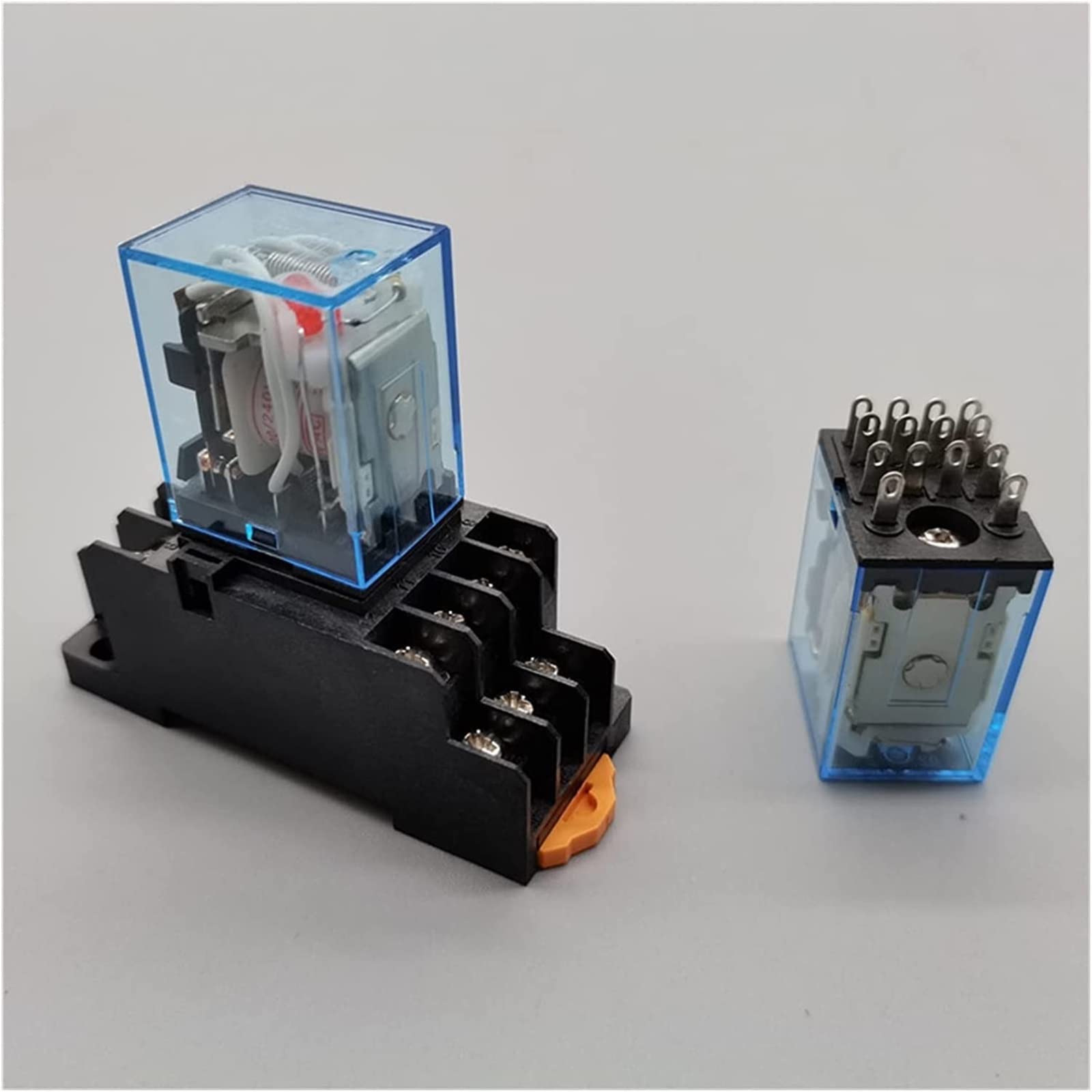 Relais 1PCS MY4NJ 5A 14PIN Spule 4DPDT mit PYF14A Sockel Basis DC12V 24V AC220V LED Elektronische Micro Mini Elektromagnetische Relais Ersatzteile (Color : Dc24, Size : A SET)