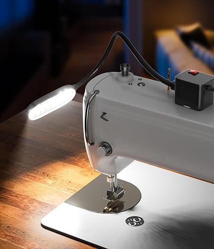 Miniatura 7 de Luz de trabajo magnética de 5 W, lámpara de cuello de cisne flexible LED de 500 lúmenes con base magnética para máquinas de coser, tornos