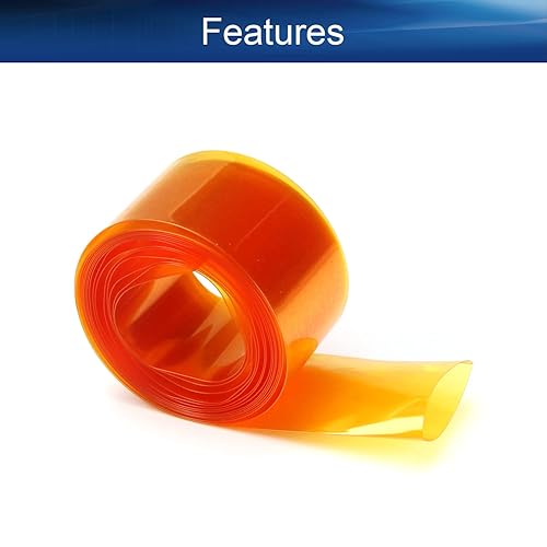 Miniatura 4 de Bettomshin Tubo termorretráctil de batería de ancho plano de 1.18 pulgadas, tubo de envoltura de calor de PVC, 6.56 pies de longitud, oro