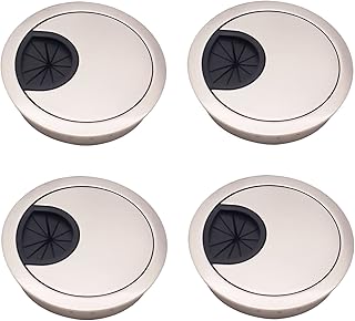 4 Pieces Computer Grommet,Desk Grommet, Desk Cable Wire Grommet Cord, Computer Desk Cable Hole Cover, for Management of Office and Computer Desk Wires (Ø60mm（2-3/8 Inch）, Silver)