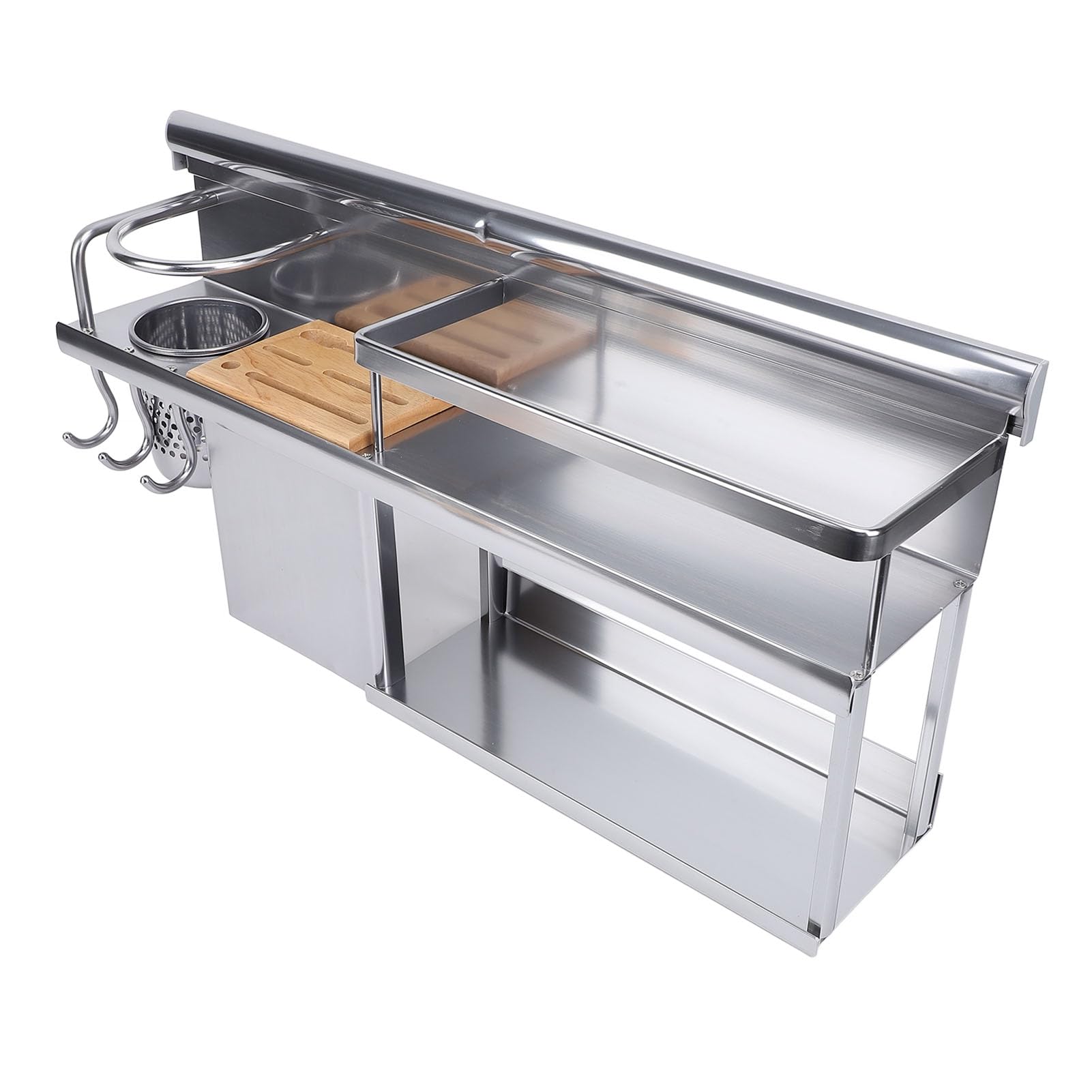 Organisateur de Cuisine Mural, Support pour Baguettes et Lames en Bois et Alliage d'aluminium avec Plusieurs Options de Rangement, Idéal pour Spatule, Cuillère, Couteau et Ustensile