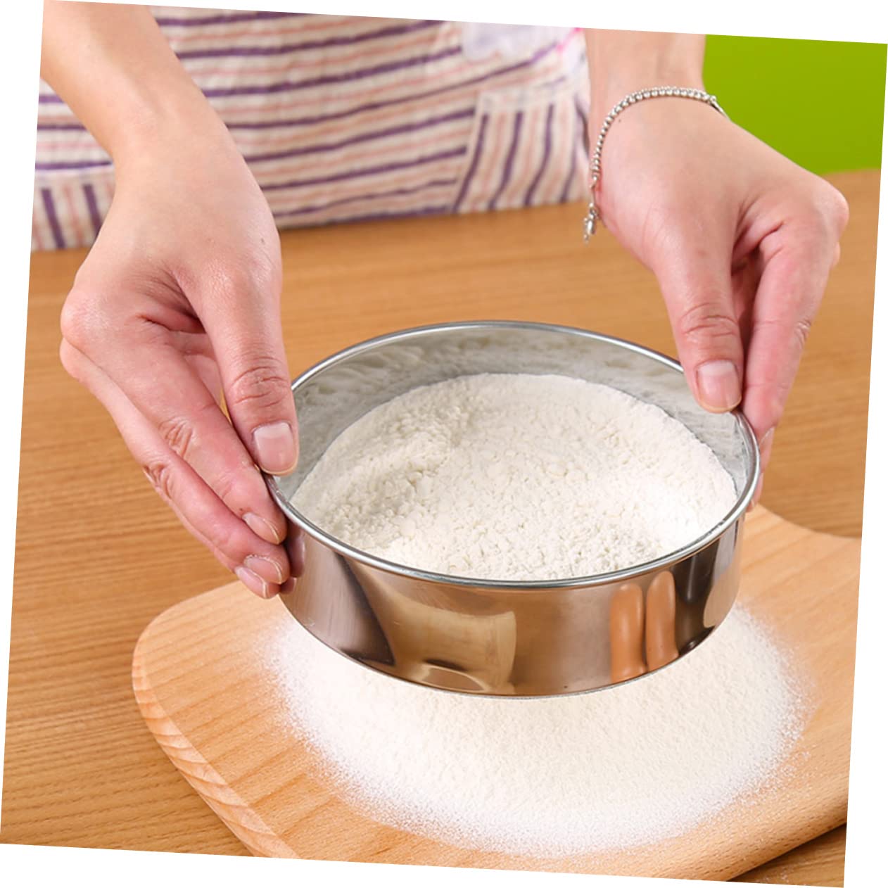 Juego de colador de Mano de Acero Inoxidable de 9 Piezas para Cocina: Malla Fina, diseño Grueso, tamiz de Pasteles, tamiz de harina, colador de Mano y más