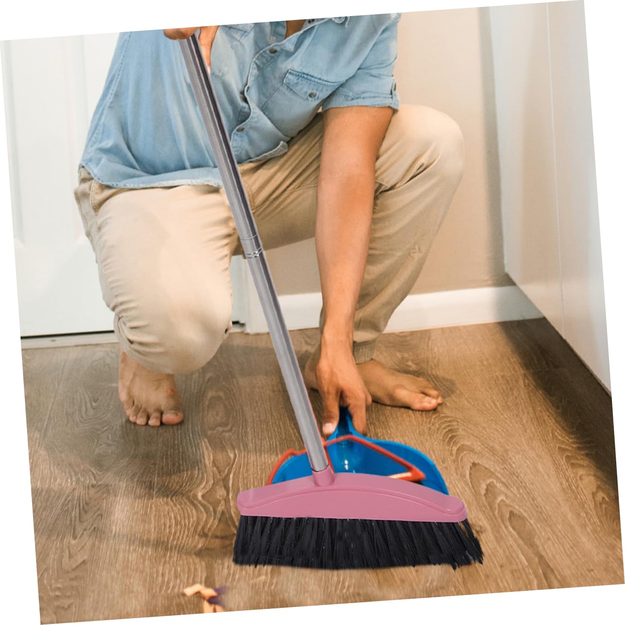 7 in Sweep Face Corn Broom, Soft/Stiff Combination, Natural, Tan, Mfr: 34F929-A