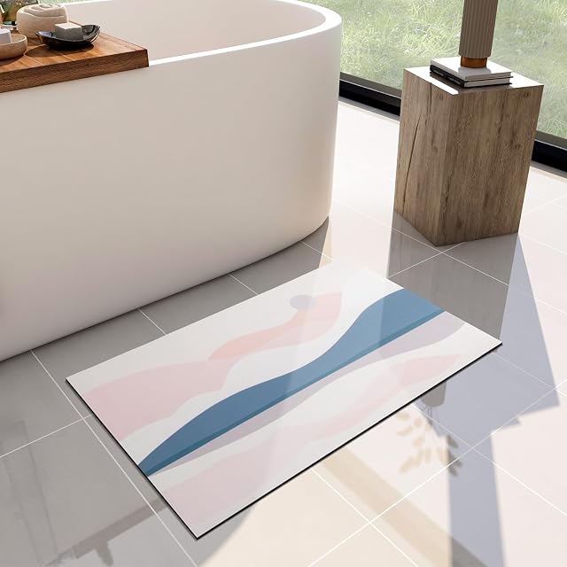 chakme Bath Mat Quick Dry Bathroom Mat Non Slip, Super Absorbent Bathroom Rug, Fast Drying Bathroom Carpet for Bathroom and Kitchen 40×60 cm, Landscape