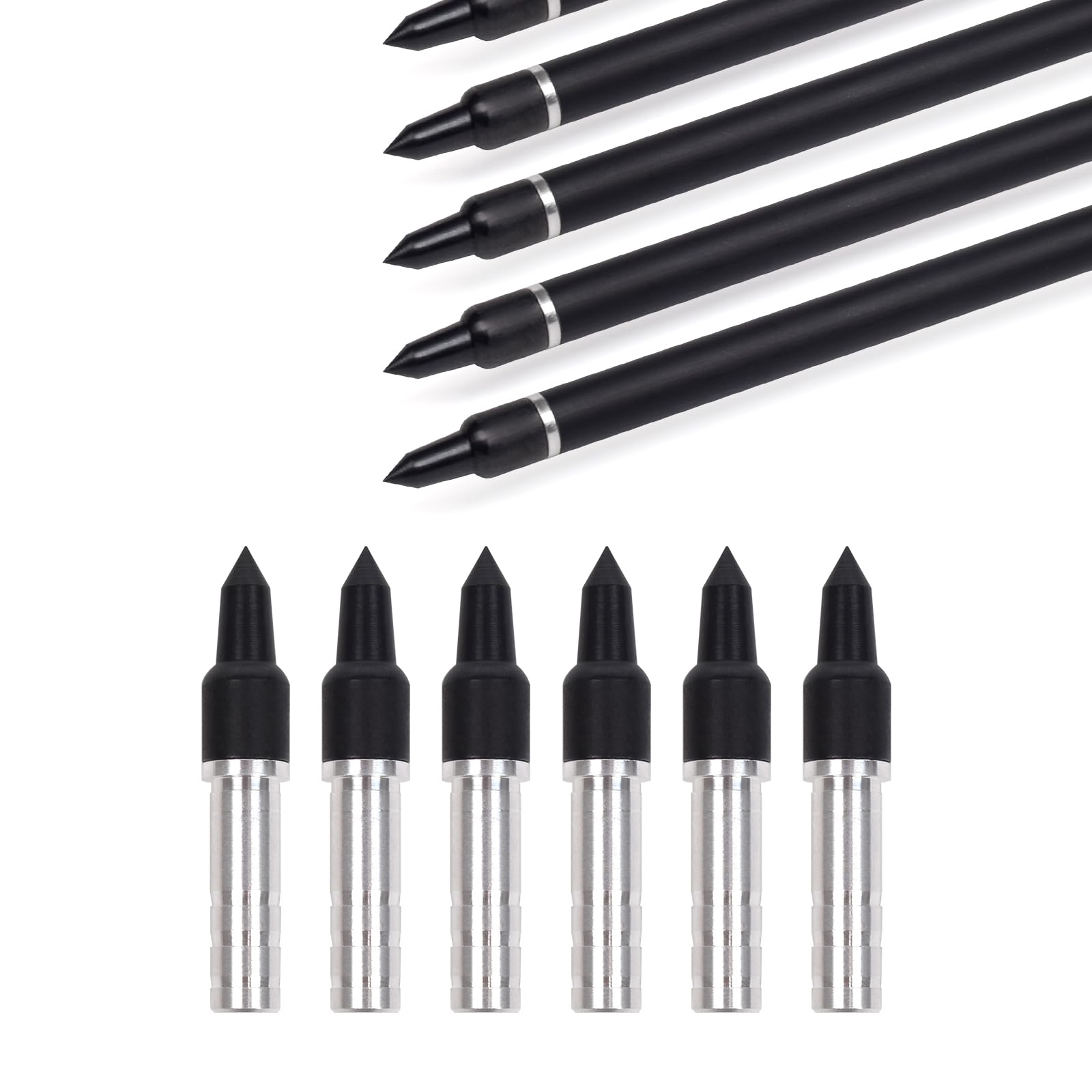 YLS 12 Pack Archery Arrow Aluminum Inserts for ID 6.2mm Carbon Arrows, Crossbow Arrow Tips Inserts Fit Compound Bow Recurve Bow Inserts for 100 Grain Field Points Arrowheads