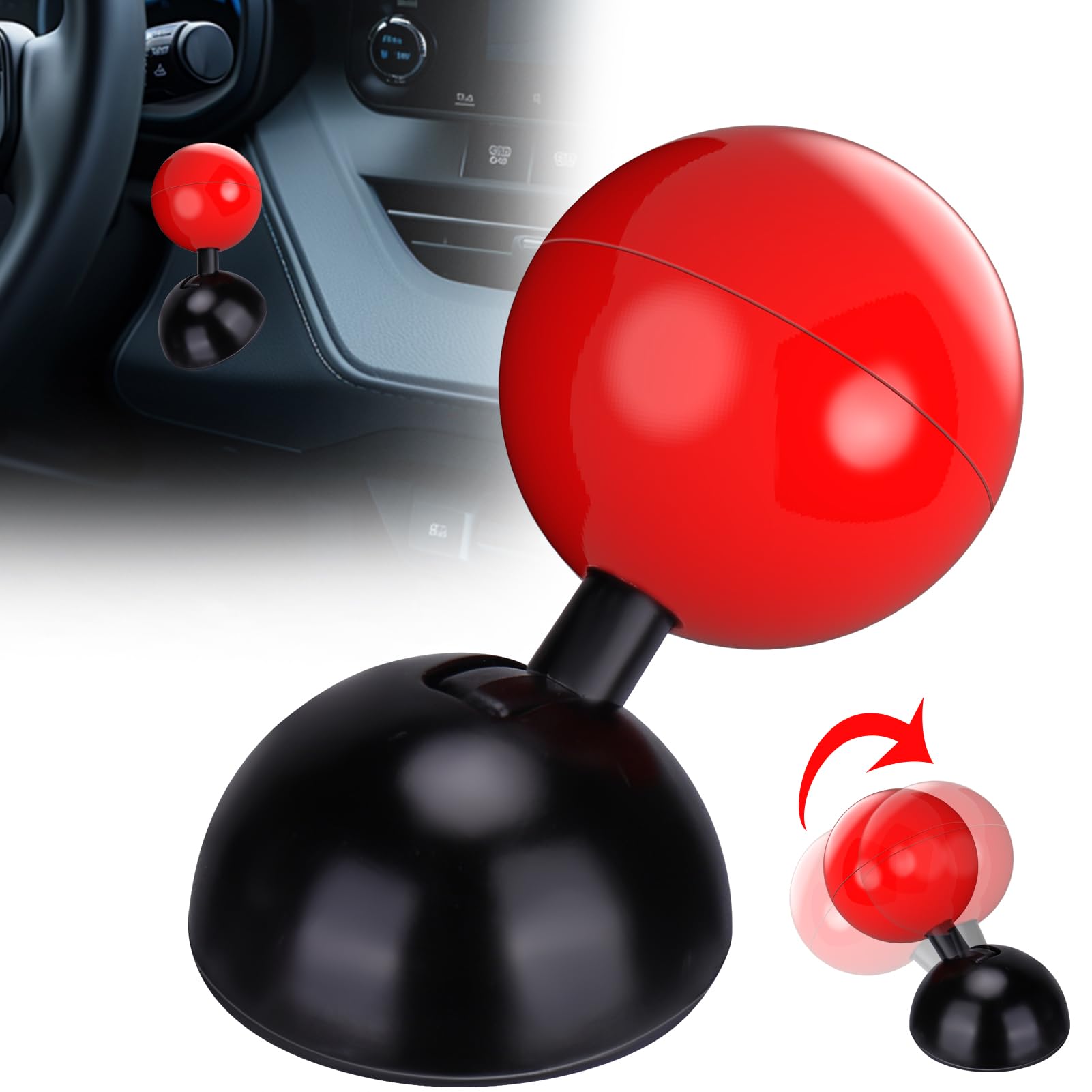 Mity rainJoystick Car Starter, Push Start Button Cover for One-Touch Engine Start/Stop Joystick, Metal Ball-bar Starter Button Roker for Automotive Decorative Accessories Red