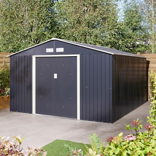 Image of Rowlinson Trentvale 10x12 Metal Apex Shed Dark Grey