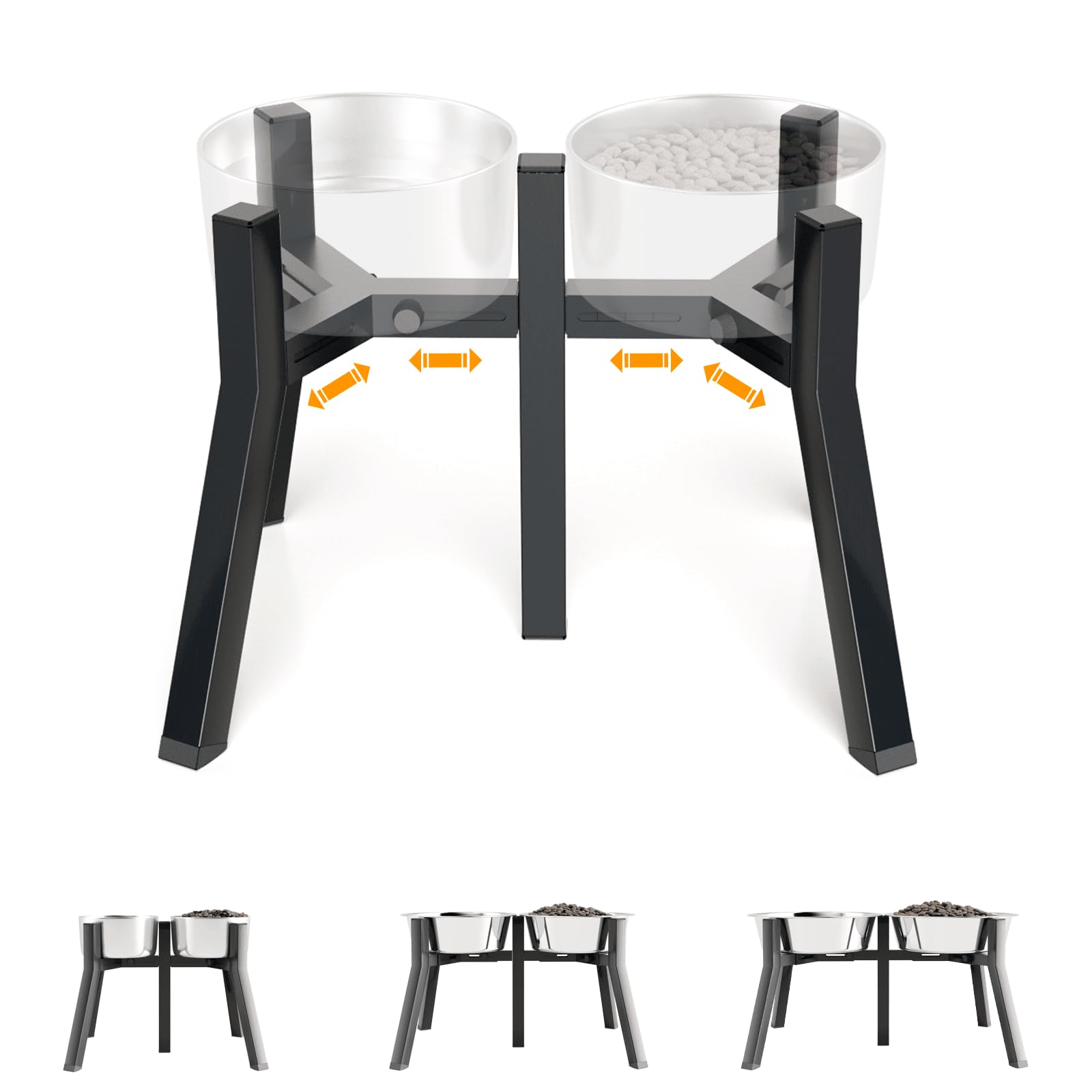 Elevated Dog Bowl Stand for Large Dogs, Adjustable Width 7-10.6", Raised Dog Food Water Holder, 2-in-1 Design, Bowl Not Included
