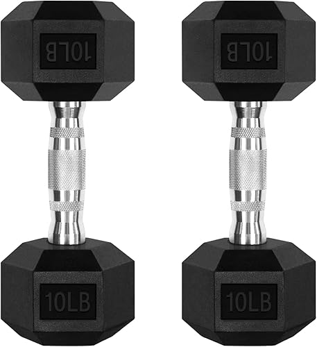 Miniatura 10 de RitFit Juego de mancuernas hexagonales con revestimiento de goma de 5 a 300 libras con estante opcional para gimnasio en casa, pesas de mano