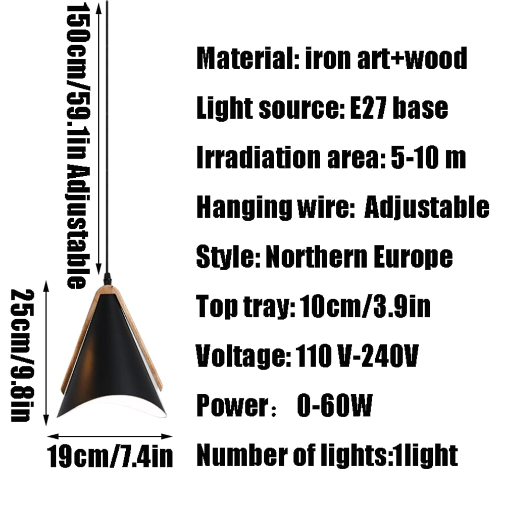 Sufitowa lampa wisząca E27, drewniana metalowa lampa wisząca w stylu japońskim, kreatywny klosz żyrandola w kształcie trąbki, dekoracyjne oprawy oświetleniowe na werandzie i balkonie