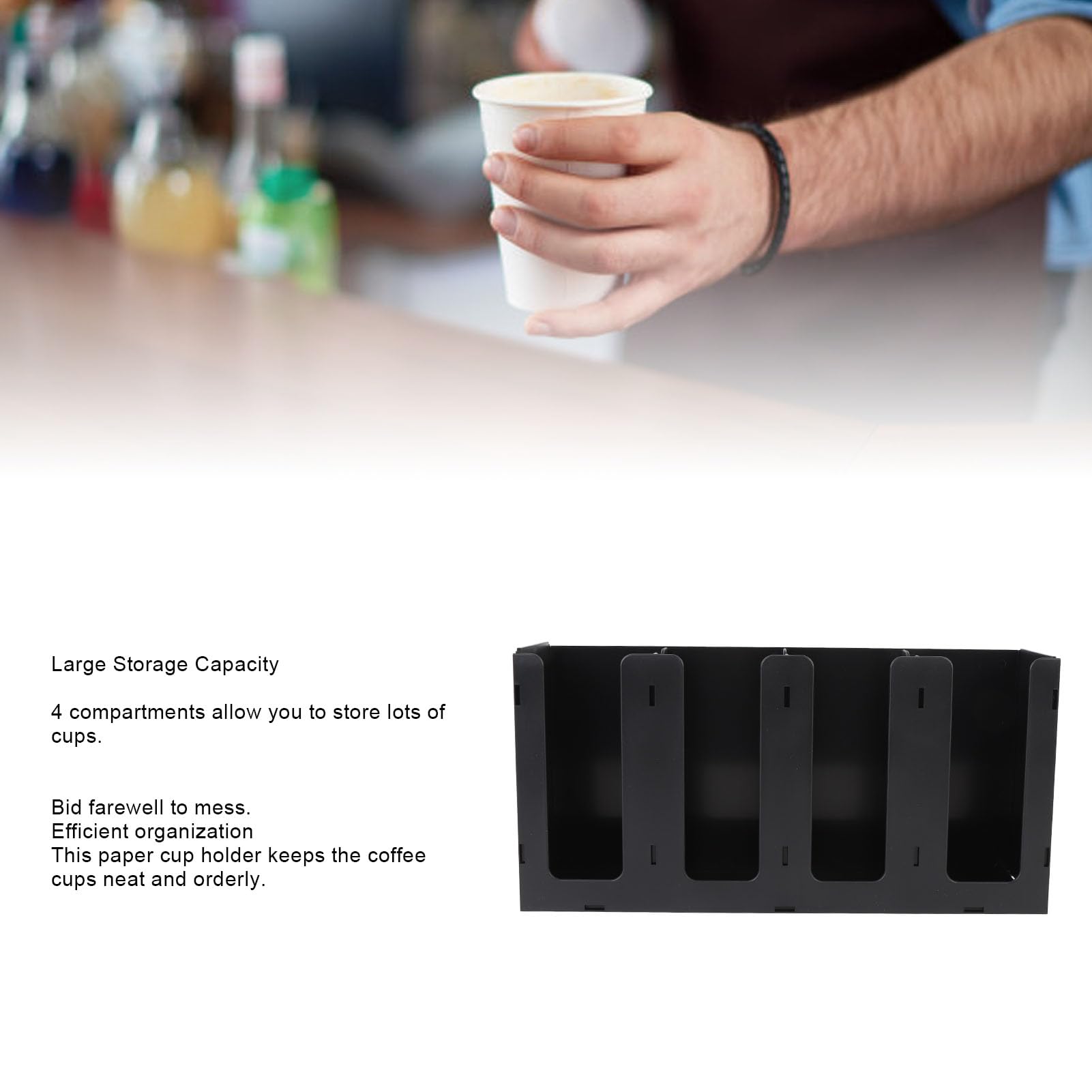 Pappbecher und Deckelhalter, 4 Kaffee -Tasse -Spender, Einwegspapierbecher -Spender, Tasse Aufbewahrungsorganisatorin für Arbeitsplatte, Kaffeestation, Bar, Pausenraum,