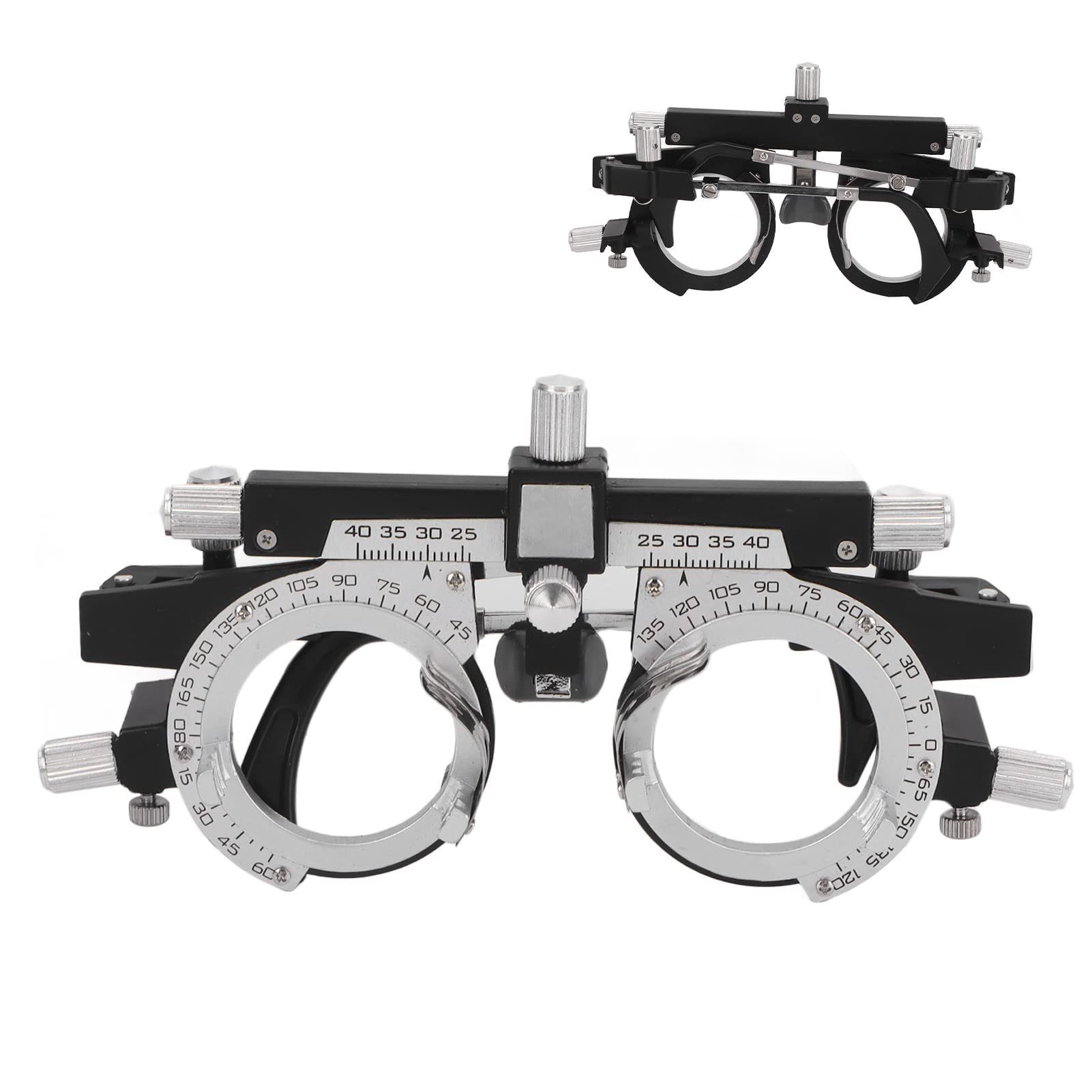 Asixxsix Montatura di Prova Regolabile Montatura per Lenti di Prova Ottica Ottica, Montatura per Optometria in Lega Leggera Optometria Oculare Ottico PD 48-80mm, Lunghezza Tempia