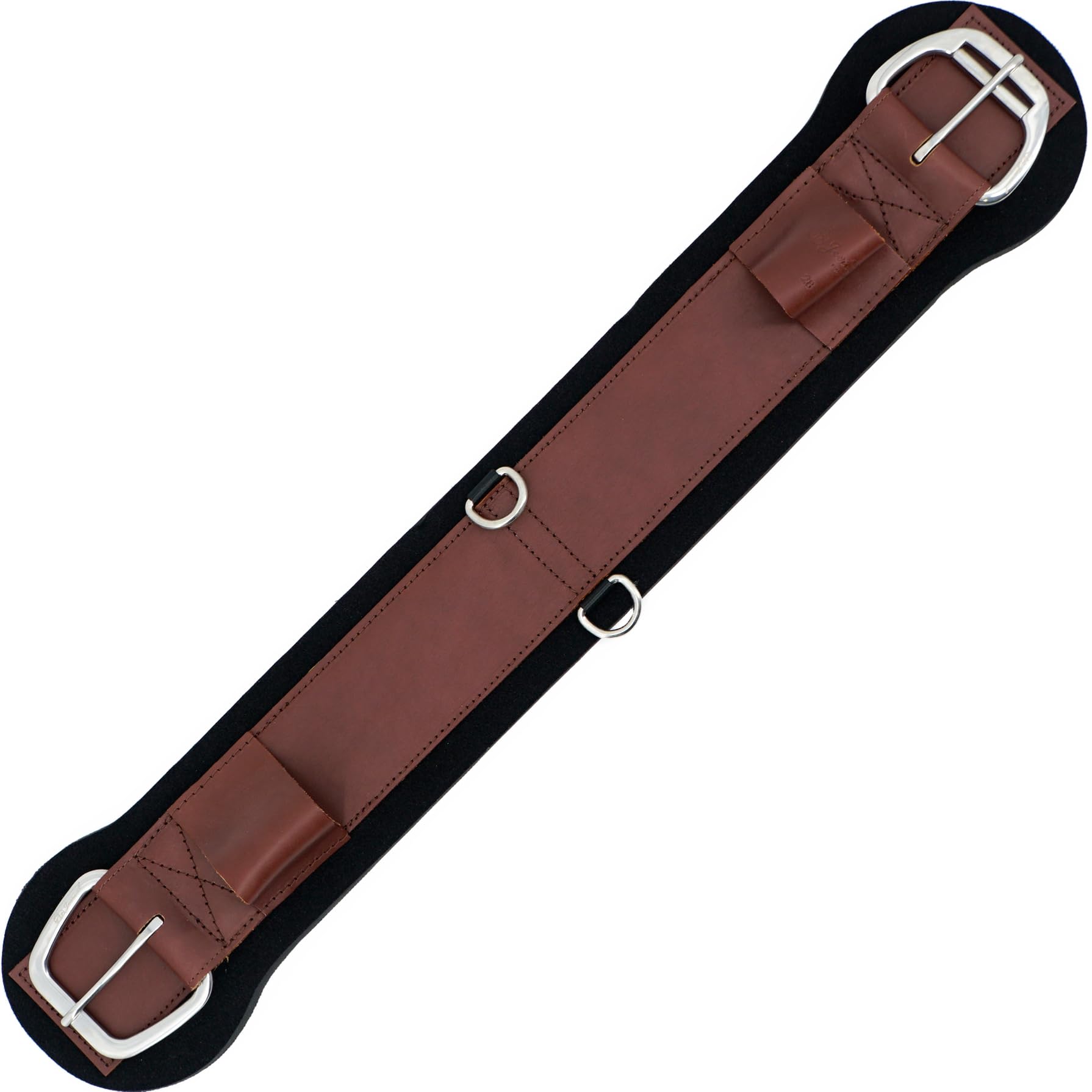 Jeereal Western Equine Cinch,Anti-Slip Neoprene Saddle Cinch Girth Easy to Clean - Genuine Leather and High-Strength Webbing Stitched and Detachable