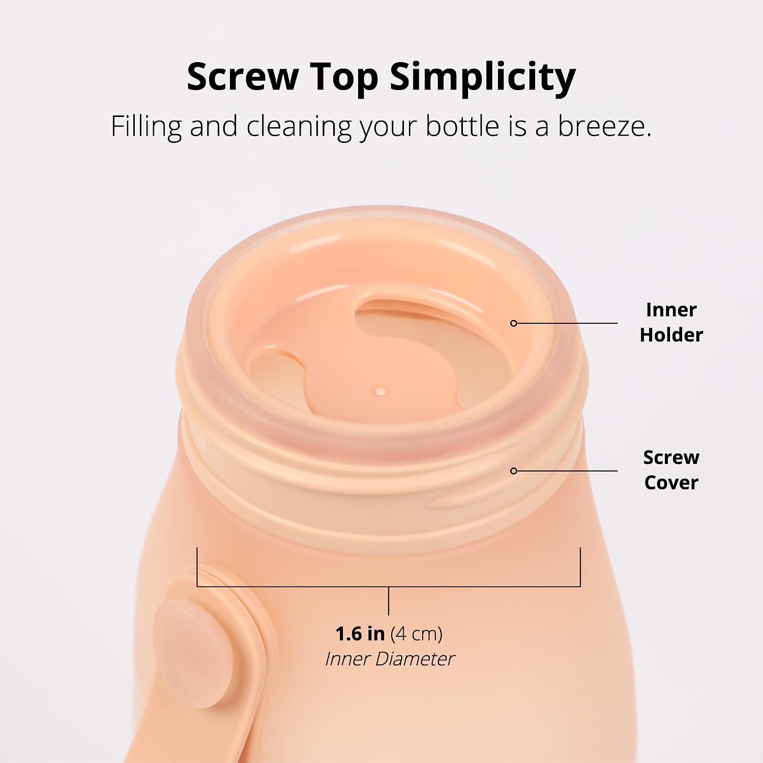 BLUE GINKGO Collapsible Water Bottle [2-Pack] – Lightweight, Foldable Silicone Bottles for Travel, Hiking, and Camping (16.9oz, Made in Korea, Peach) image 5