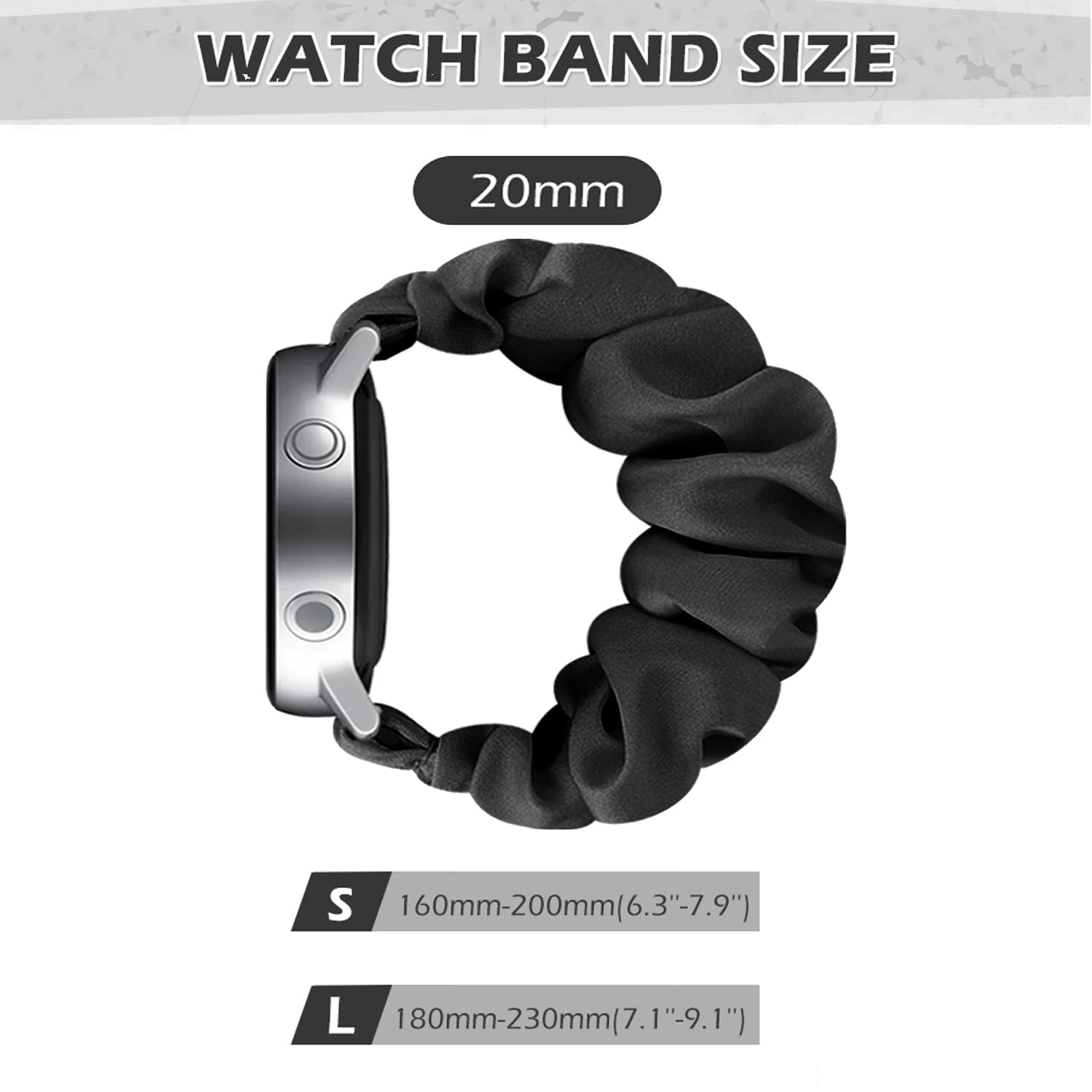 Scrunchie Watch Bands for Women Compatible with Galaxy Watch 4 Band 40mm/44mm/Watch 4 Classic 46mm/42mm/Galaxy Watch Active 2 Elastic Replacement Soft Band For 20mm(5 Pack D,S-Size)