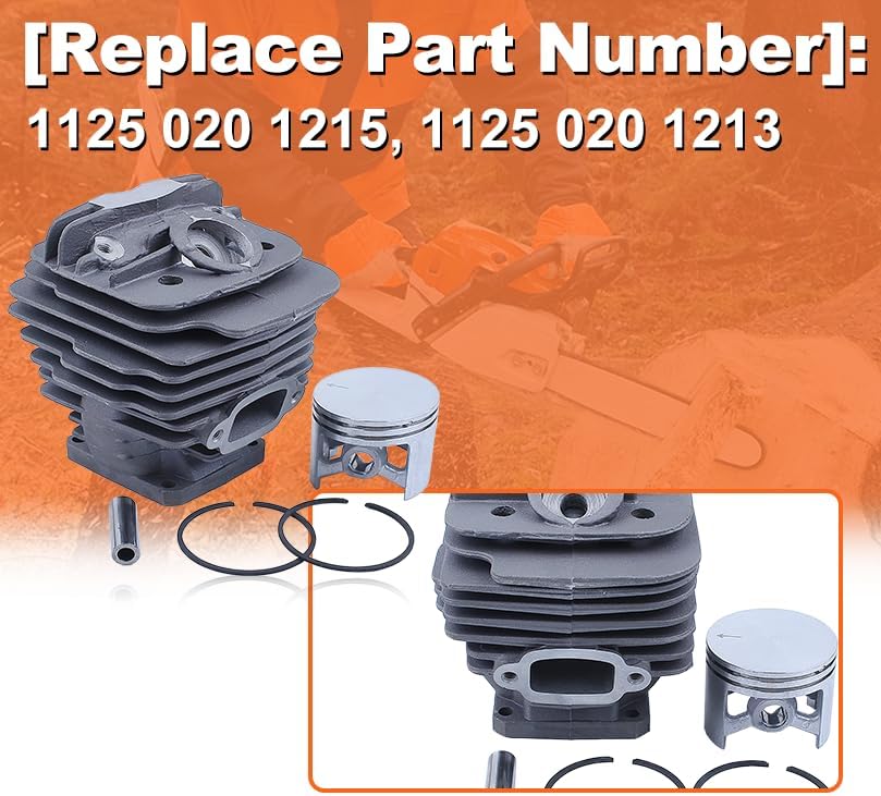 48mm Cylinder Piston Kit for Stihl 034 034AV 034SUPER 036 MS360#1125 020 1215, Piston Kit, Cylinder Gasket, Muffler Gasket, Spark Plug, Needle Bearing, Decompression Valve