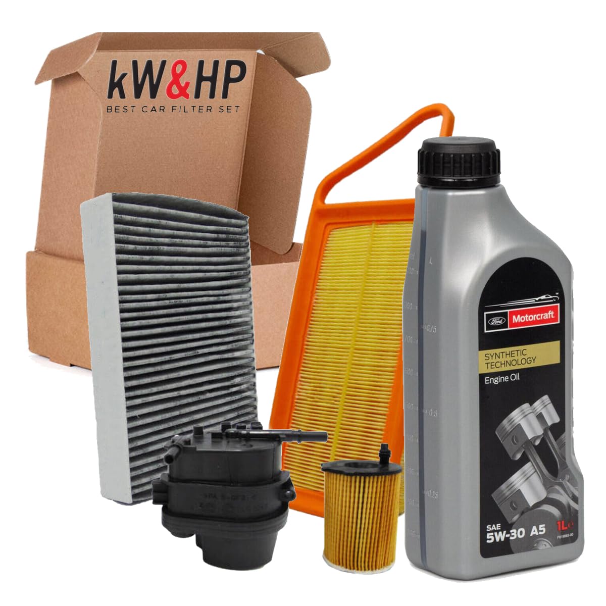 KIT TAGLIANDO CON 4 FILTRI (FILTRO OLIO, FILTRO ARIA, FILTRO CARBURANTE E FILTRO ABITACOLO) + 5 LITRI OLIO MOTORE ORIGINALE 5W30