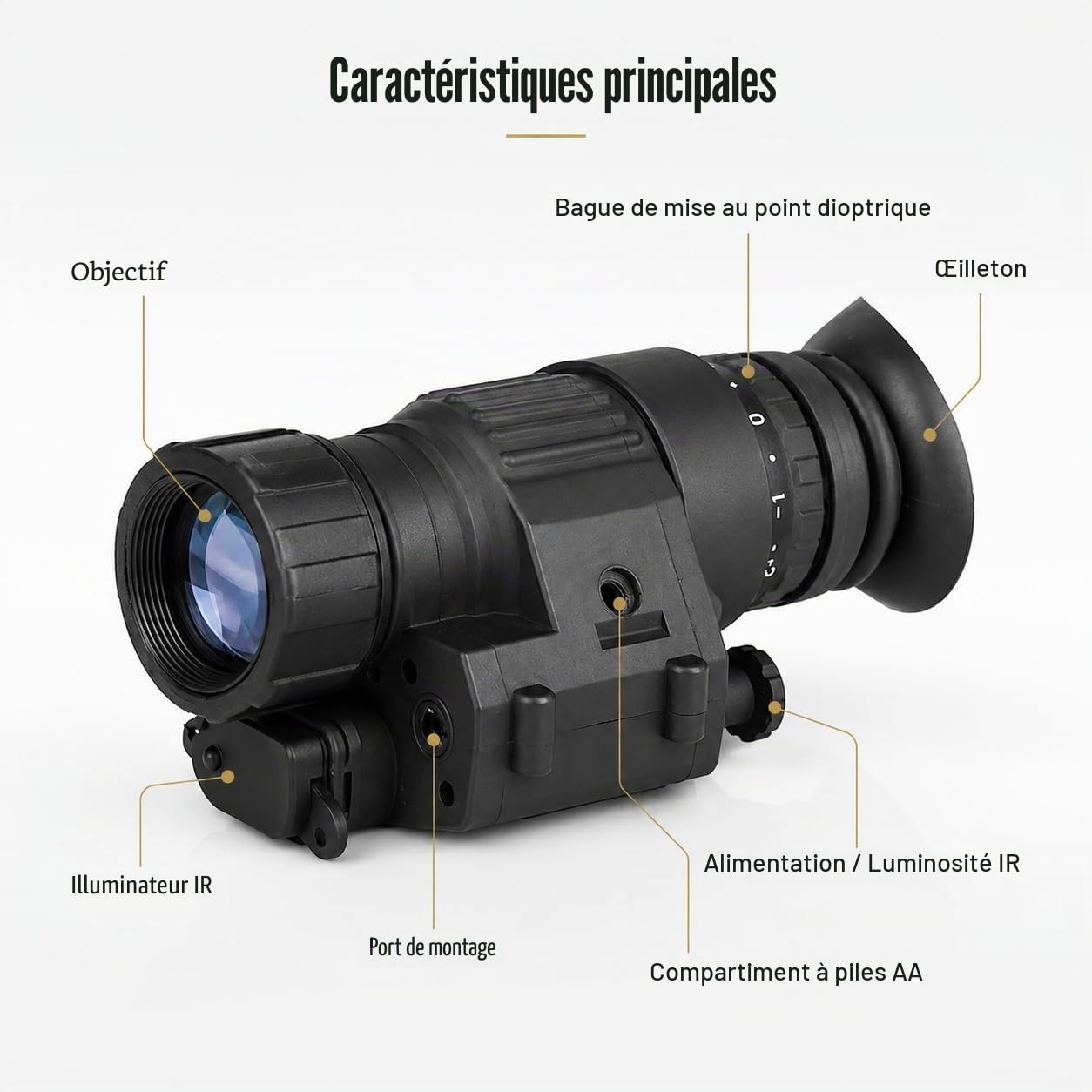 Lunette de vision nocturne monoculaire numérique – Lunettes infrarouges de qualité militaire PVS-14, télescope de vision nocturne noir pour la chasse »