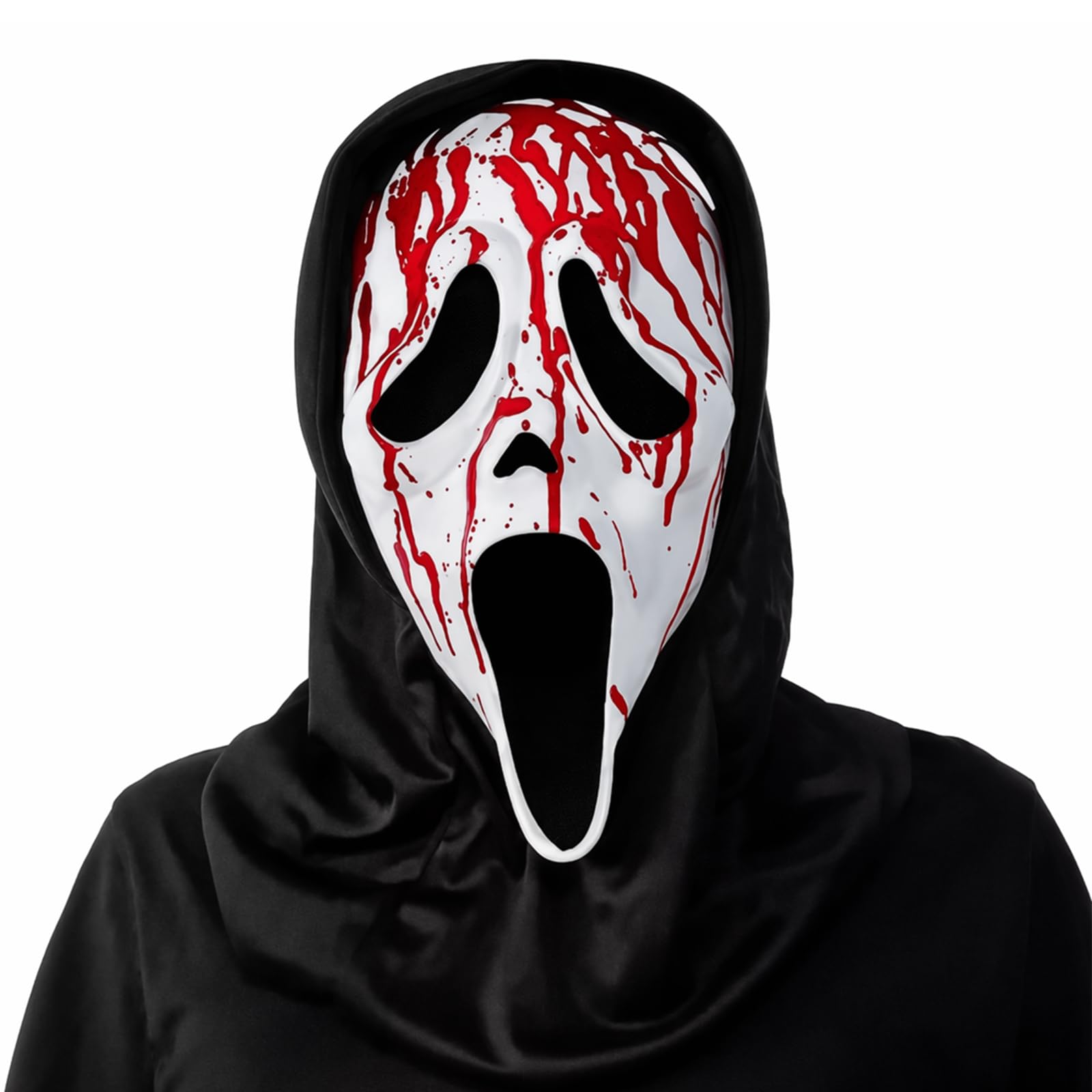 Chenzvora Halloween Scream Mask Horror Ghost Face Mask Scary Costume Accessory with Latex Material, Ghost Mask for Adults Men Women, Cosplay Prop for Halloween Party, Carnival and Role Play