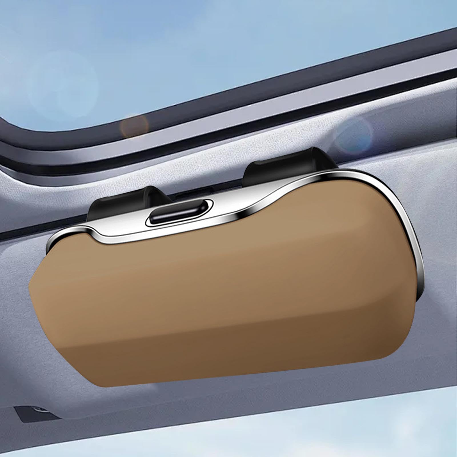 F Fityle Étui à Lunettes Voiture Porte-Lunettes Organisateur Dispositif de Rangement Boîtier Protecteur en PP Adapté pour Femmes Hommes Usage Quotidien Déplace, Beige